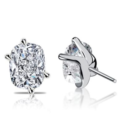 Italo Unique 4 Prong Cushion Cut Stud Earrings For Women