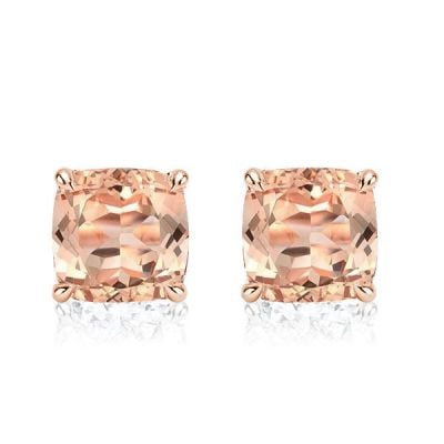 Italo Rose Gold Cushion Cut Champagne Stud Earrings For Women