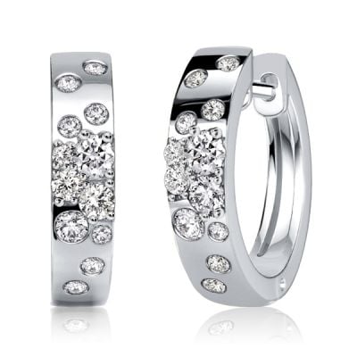 Italo Flush Setting Sterling Silver Hoop Earrings For Women Waterfall Earrings