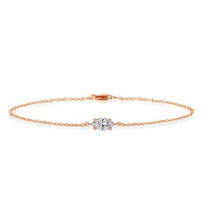 Rose Gold Dainty Single Stone Marquise Cut Bracelet