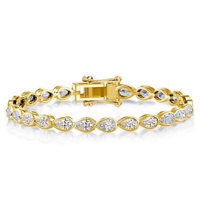 Italo Created White Sapphire Pear Shaped Tennis Bracelet For Women