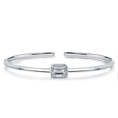 Italo Solitaire Emerald Cut White Sapphire Bangle Bracelet