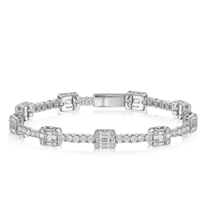 Italo Round & Baguette Tennis Bracelet For Women