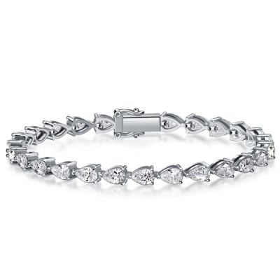Italo Created White Sapphire Tennis Bracelet For Women Pear Cut Bracelet