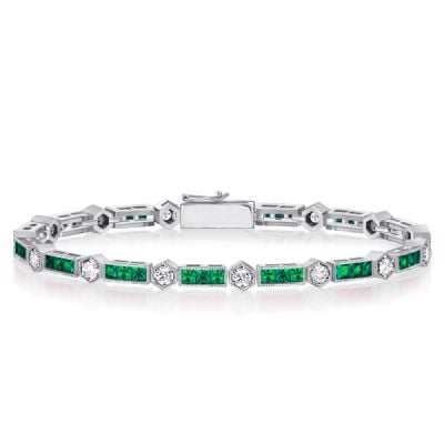Italo Alternating Triple Emerald Tennis Bracelet For Women