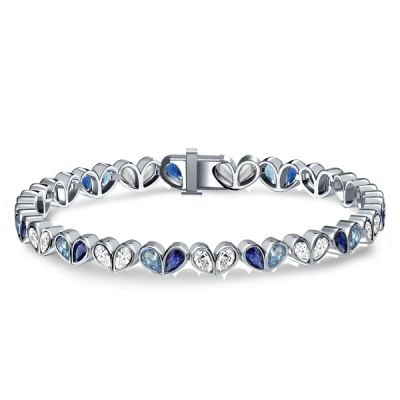 Italo Pear Cut Blue Sapphire Tennis Bracelets For Wedding