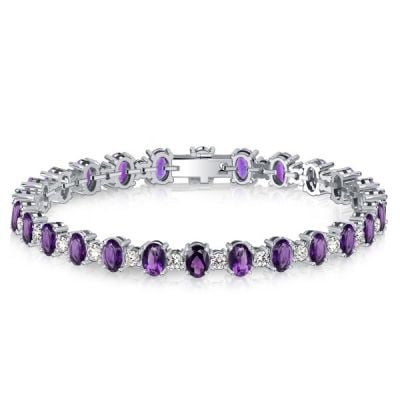 Italo Oval Cut Amethyst Tennis Bracelet For Wedding