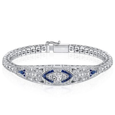 Italo Art Deco Tennis Bracelet In Sterling Silver