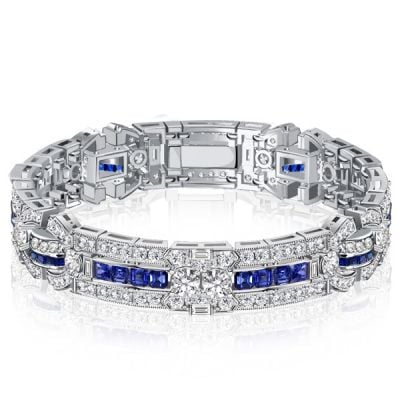 Italo White & Blue Sapphire Vintage Bracelet For Women