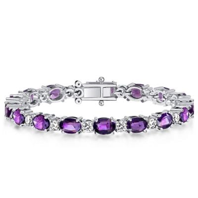 Italo Round & Oval Cut Amethyst Bracelets For Wedding
