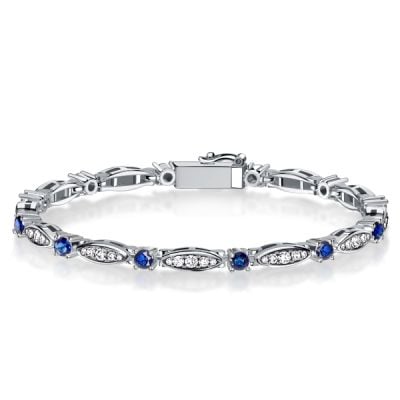 Italo Sterling Silver Blue Sapphire Bracelet Dainty Bracelet