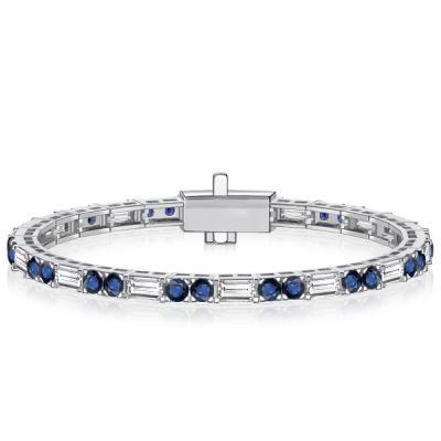 Italo Round & Baguette Cut Tennis Bracelet Blue Sapphire Bracelet