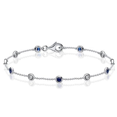 Italo Bezel-set White & Blue Sapphire Bracelet Tennis Bracelets
