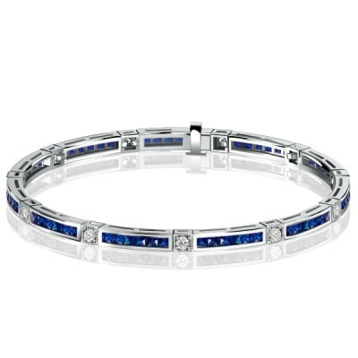Italo Princess Cut Blue Sapphire Bracelet Tennis Bracelet