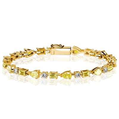 Italo Emerald & Pear Cut Yellow Topaz Tennis Bracelet For Women