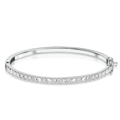 Italo 3 MM Round Cut Bangle Bracelet In Sterling Silver