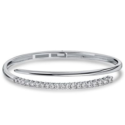 Italo White Sapphire Round Cut Open Bracelet Bangle Bracelet For Women