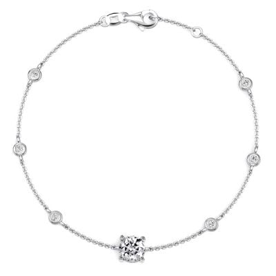 Italo Bezel Setting Round Cut Chain Bracelet For Women