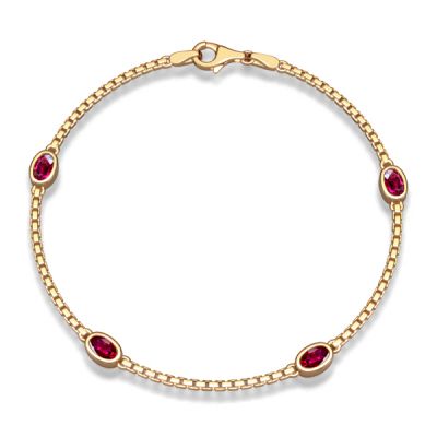 Italo 1.5 MM Chain Bezel Set Oval Cut Ruby Chain Bracelet For Women