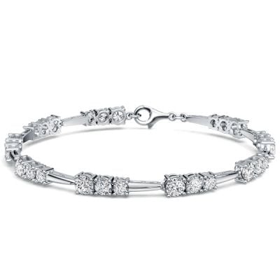 Italo Three Stone Eternity Round Cut Tennis Bracelet For Women