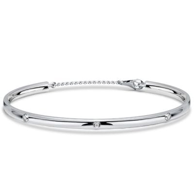Italo Bezel Setting 1.5 MM Round Cut Bar Bangle Bracelet For Women