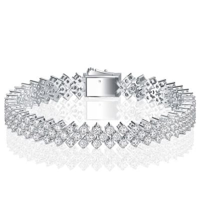 Italo Triple Row 2 MM Round Cut Tennis Bracelet For Women