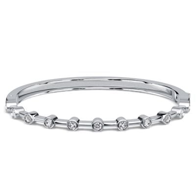 Italo Bezel Setting 3 MM Round Cut Bangle Bracelet For Women