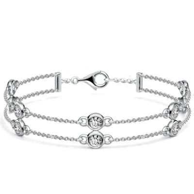 Italo Double Row Bezel-set White Sapphire Tennis Bracelet For Women