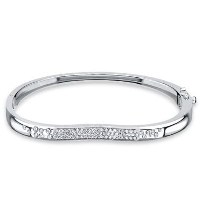 Italo Flush Set Waterfall White Sapphire Bangle Bracelet For Women