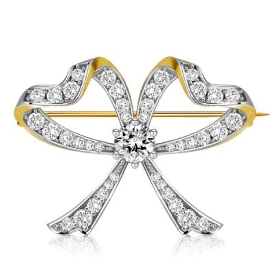 Vintage Round Cut Bow Brooch For Women