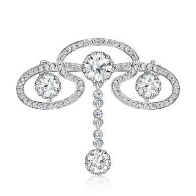 Italo Round Cut Scroll Brooch In Sterling Silver Jewelry Brooch