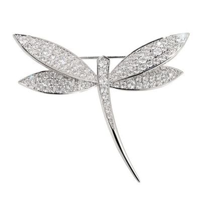 Italo Micro Pave Round Cut Dragonfly Brooch For Women