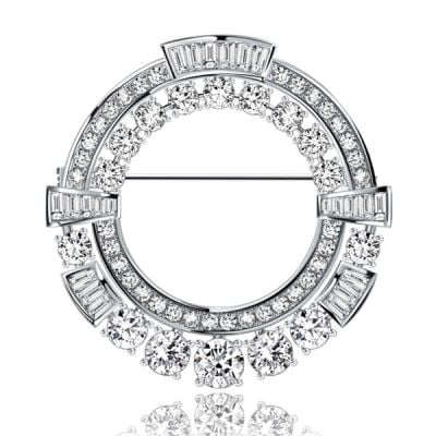 Italo Unique Wreath White Sapphire Vintage Brooch For Women