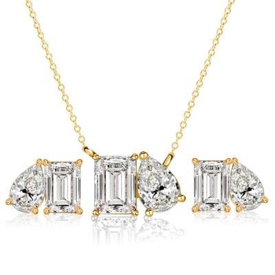 Italo Toi Et Moi Emerald & Pear Shaped Necklace & Earrings Jewelry Set