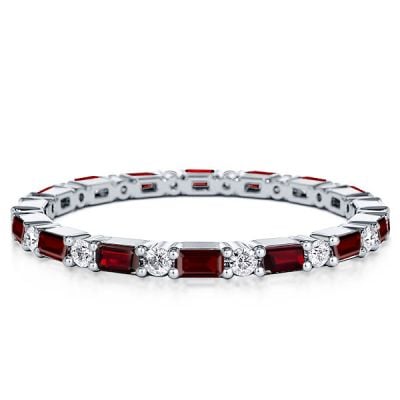 Italo Eternity Wedding Band For Women Garnet Ring Affordable