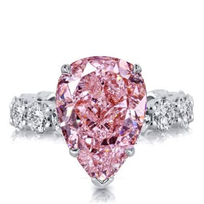 Pink Stone Pear Shaped Engagement Ring Affordable Promise Ring