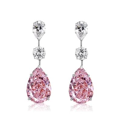 Italo Pink Sapphire Earrings Pear Shaped Drop Earrings For Women