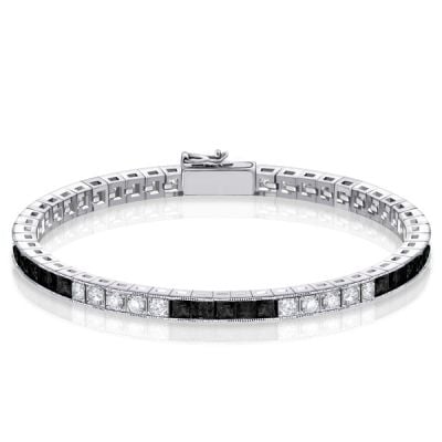 Italo Black & White Princess Black Sapphire Bracelet Fow Women