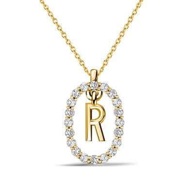 Italo Initial Personalized Open Frame Initial Pendant For Women