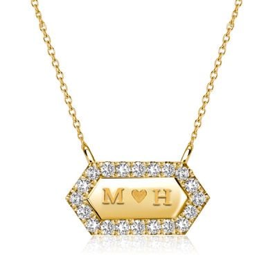 Italo Hexagon Engravable Tag Pendant Initial Personalized Necklace