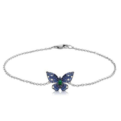 Dancing Butterfly Blue Sapphire Bracelet For Women