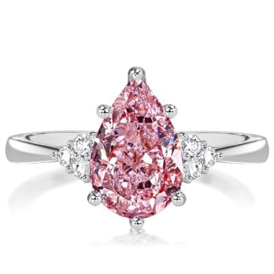 Italo Pear Shaped Pink Ring Sterling Silver Rings For Women