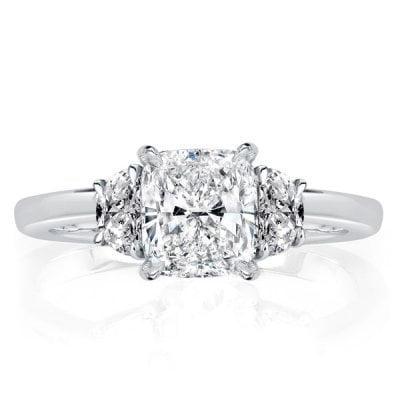 Three Stone Cushion Engagement Ring