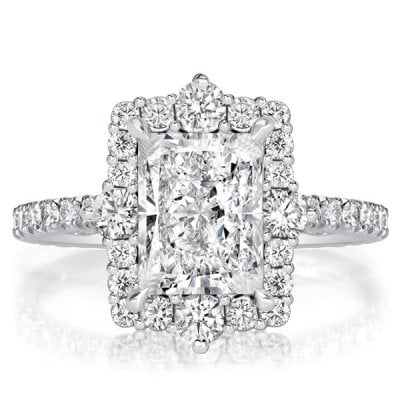 Radiant Cut Halo Ring Vintage Engagement Ring