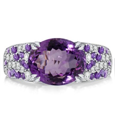 Italo Oval Cut Amethyst Engagement Ring For Women