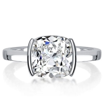 Italo Half-Bezel Cushion Cut Engagement Ring Solitaire