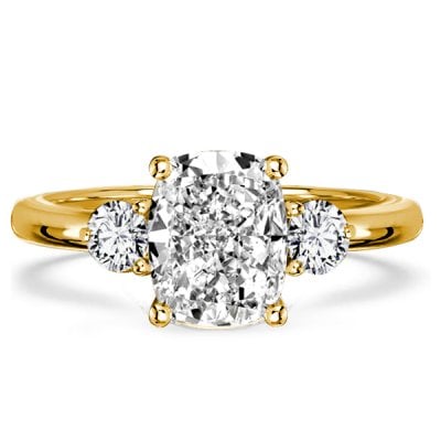 Italo Three Stone Cushion Cut Engagement Rings