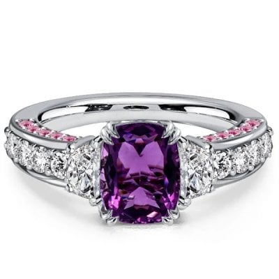 Italo Unique Amethyst Cushion Cut Engagement Rings
