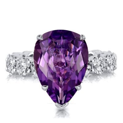 Italo Amethyst Pear Shaped Engagement Ring With Eternity Shank