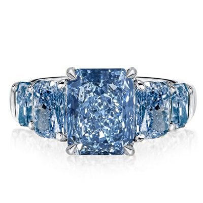 Italo Five Stone Blue Topaz Radiant Cut Engagement Ring